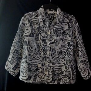 Chico's Monochrome Abstract Button Down Shirt